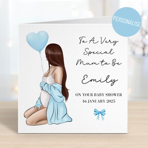Personalisierte Baby-Dusche-Karte, Mama Mama Mama Mutter zu sein, Baby Junge Schwangerschaft Karte, Haarfarbe wählen, für Schwester Tochter Freund Kollegen