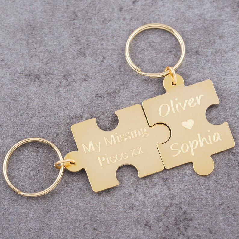 personalised metal jigsaw keyring
