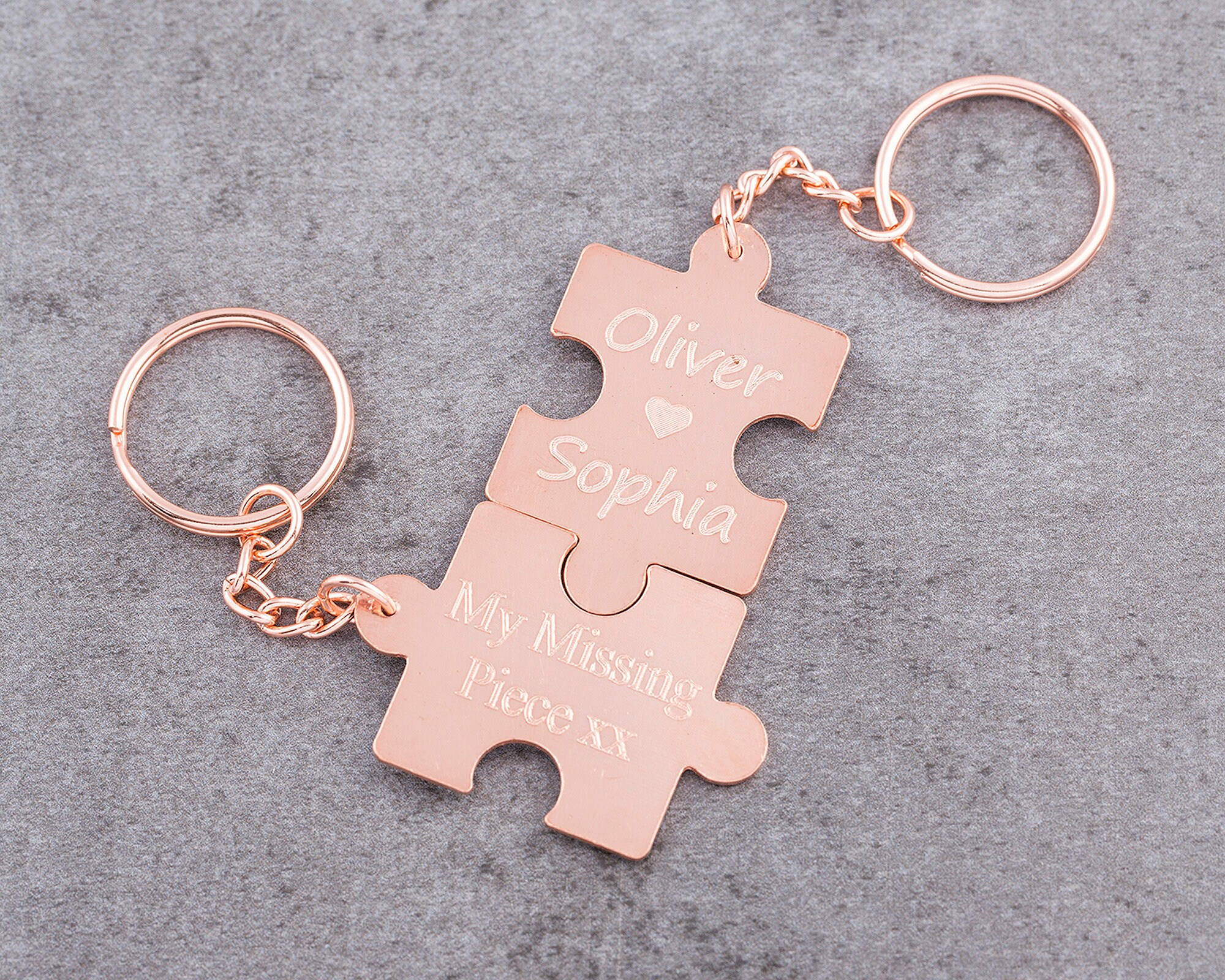 Personalised jigsaw puzzle piece keyring copper keychain Etsy