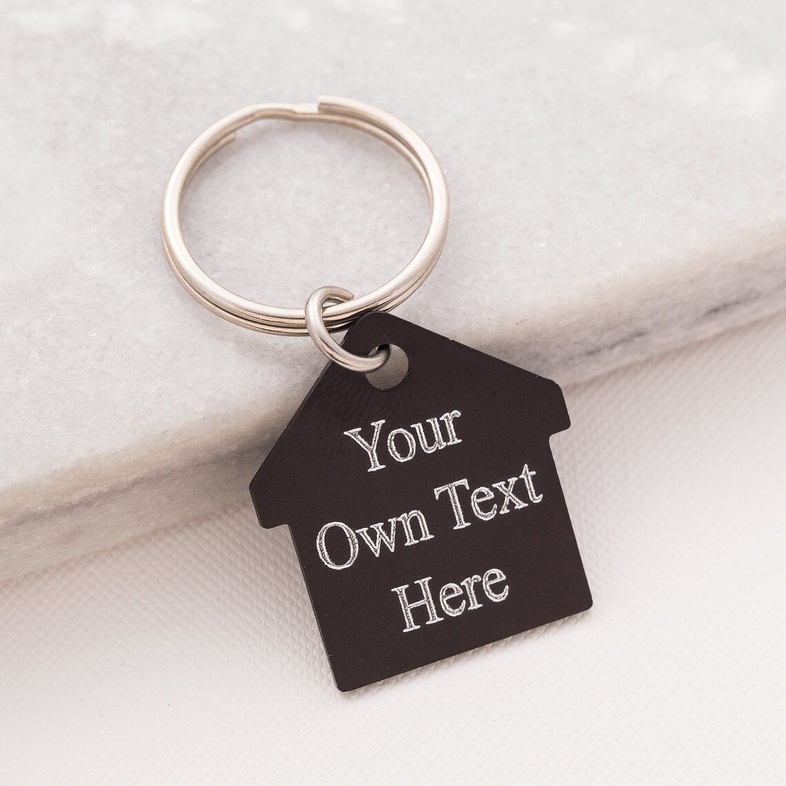 Personalized black house keychain house keyring engraved Etsy