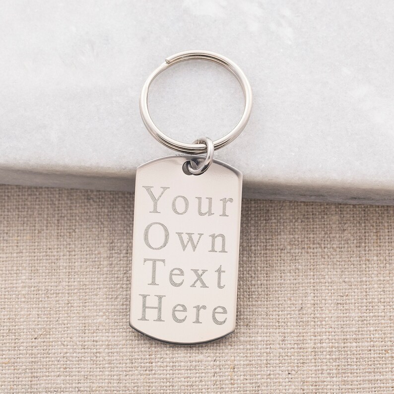 Personalised steel tag keyring dog tag keychain engraved Etsy