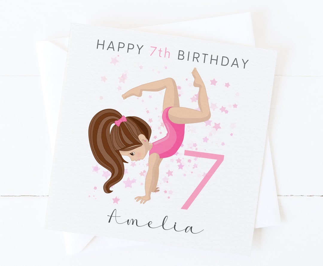 Personalised Girls Birthday Card, Gymnast Gymnastics, 5th 6th 7th 8th ...