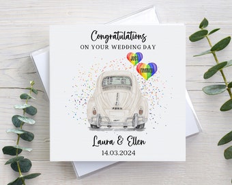 Personalised wedding card, LGBT same sex wedding, mr and mr, his & his, mrs mrs, hers hers, gay lesbian marriage card, congratulations card