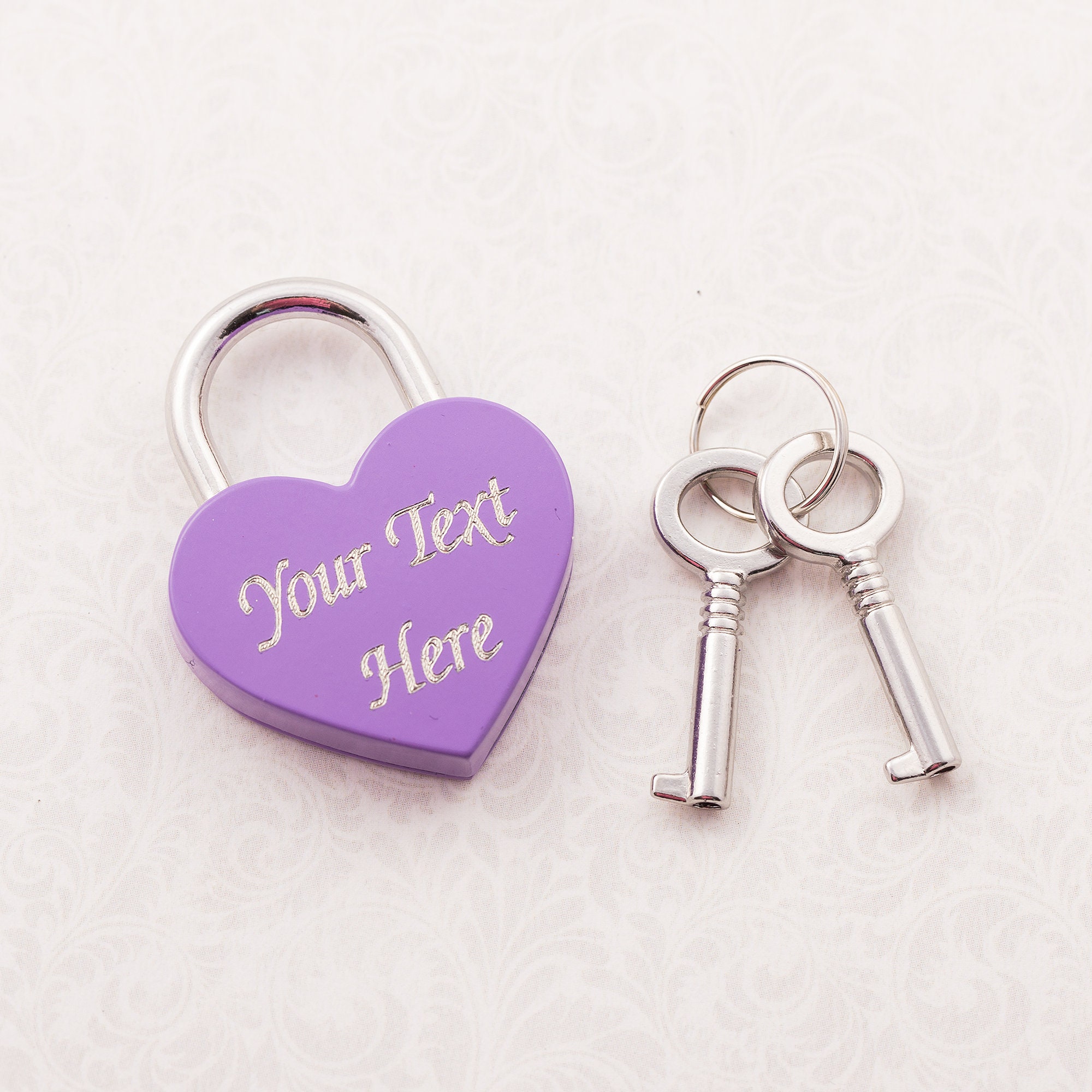 Personalized heart lock purple heart padlock and key | Etsy