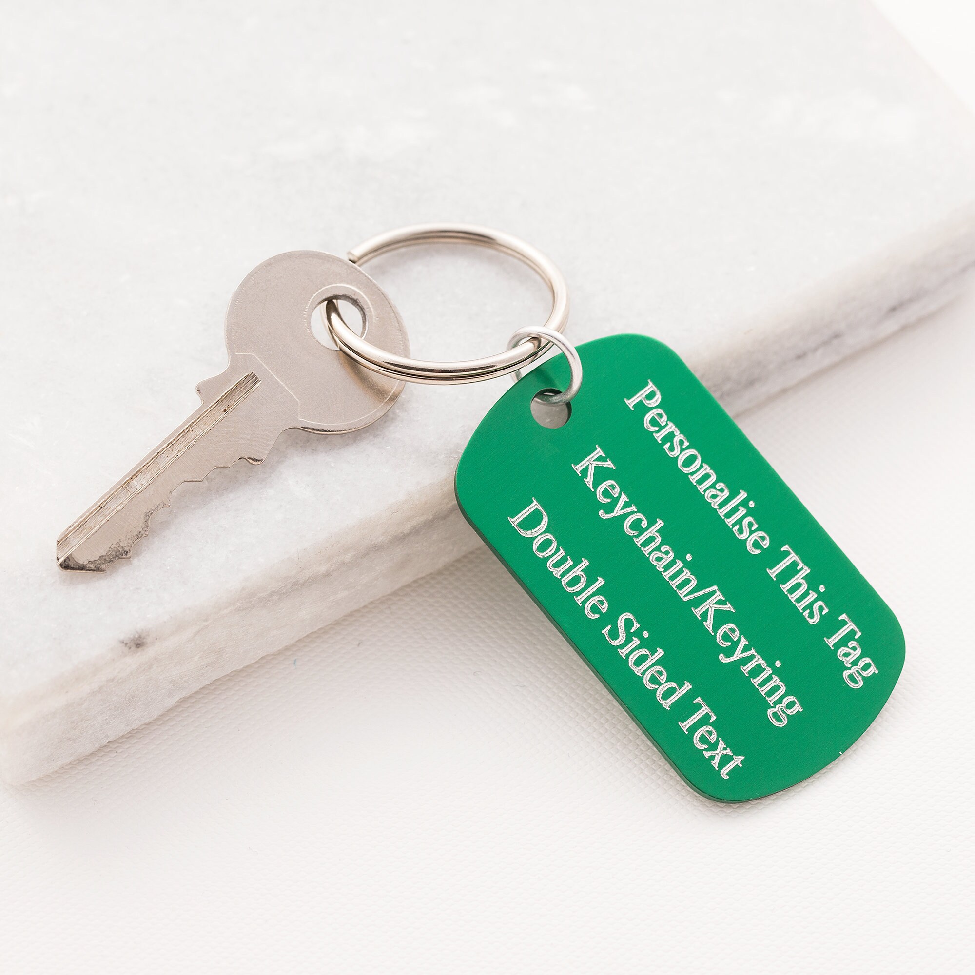 Personalized dog tag keychain green keyring engraved Etsy