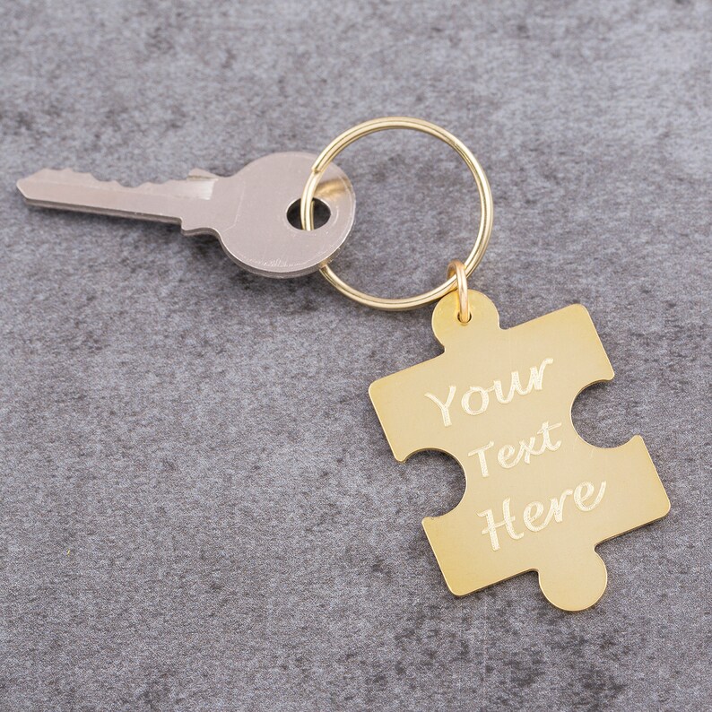 Personalised jigsaw puzzle piece keyring brass keychain name Etsy