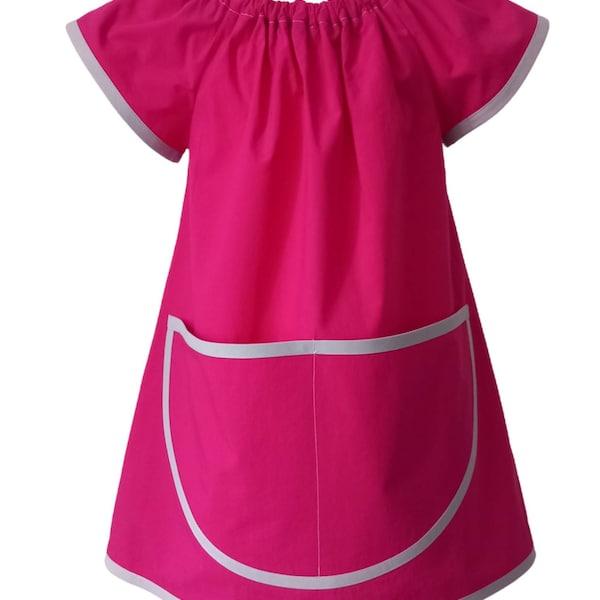 Art Smock 4-6 Year ***30% OFF SALE/SOLDE ***  Short Sleeve Summer School Painting Pink Tablier Maternelle Rose Filles Ecolier Ecole Peinture