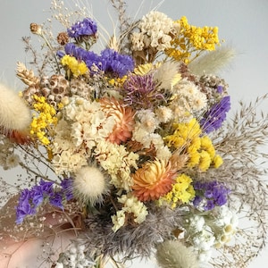Dry Flower Bouquet: Rustic Strawflower Arrangement, Wedding Decor