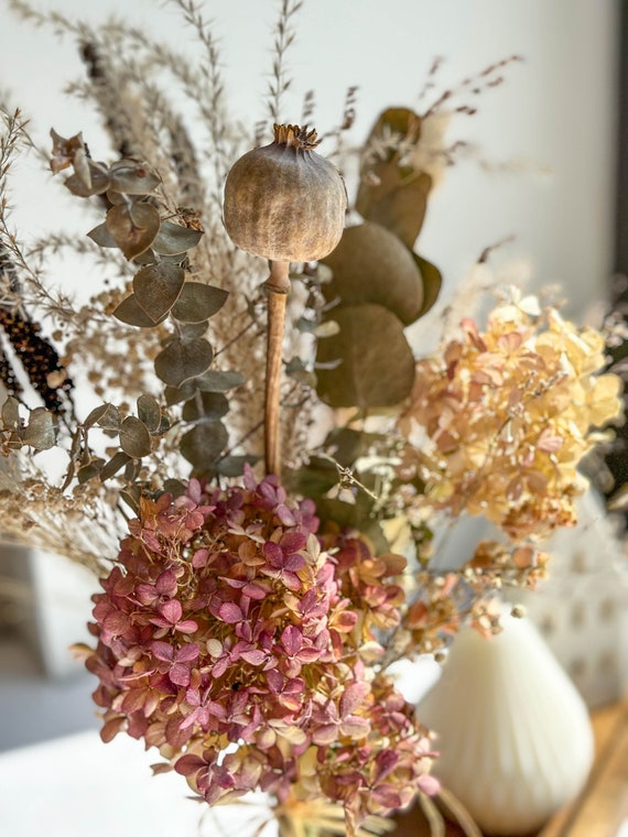 Dried Hydrangea Bouquet, Chic Home Decor, Dried Hydrangea Flowers