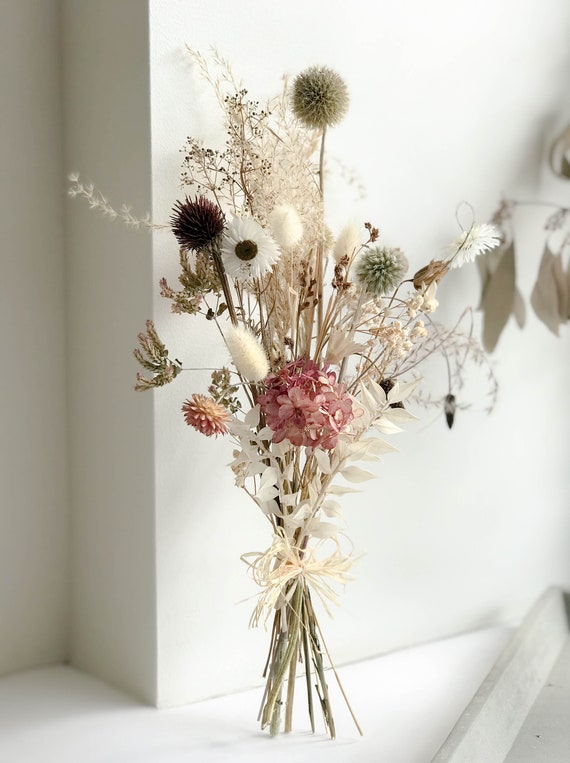 Natural Floral Arrangement, Dried Flower Bouquet, Boho Dry Flower, White  Flower Bouquet, Bunch of Dried Flower, Wedding Decoration 