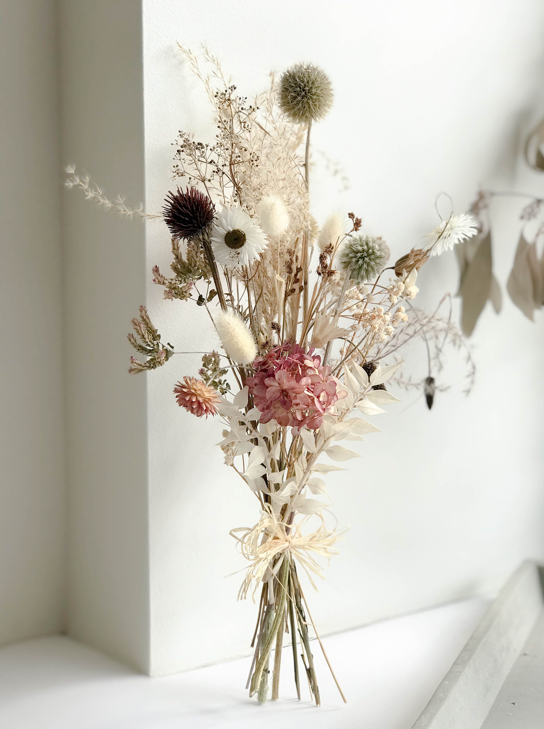 Dried Flowers in Glass Bottle Vase — STILL WATERS FARM AND GARDENS