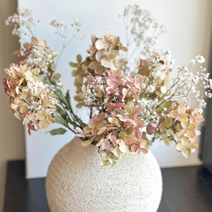 Dried Hydrangea 7 short stems, Chic Home  Decor, Dried Hydrangea flower, Make great dried arrangements, Boho style flower