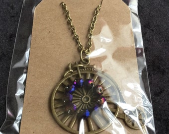 Steampunk penny farthing necklace