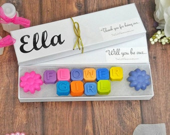 Flower girl gift - crayons - will you be my flower girl - gift for flower girl - will you be our flower girl- kids wedding favors