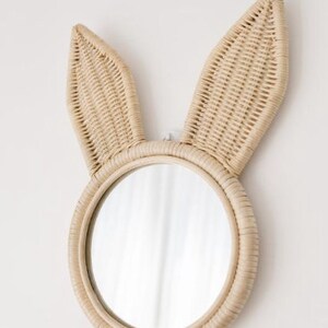 Kids mirror Rabbit Bunny Children's mirror rattan Bunny mirror Bunny mirror Boho children's room kids furniture Children's rattan mirror