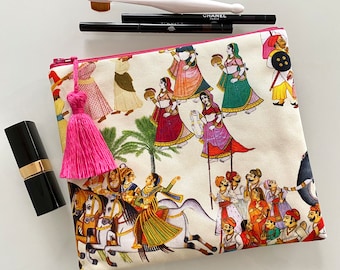 pochette tissu indien, pochette boho, pochette maquillage, trousse maquillage, fête des mères