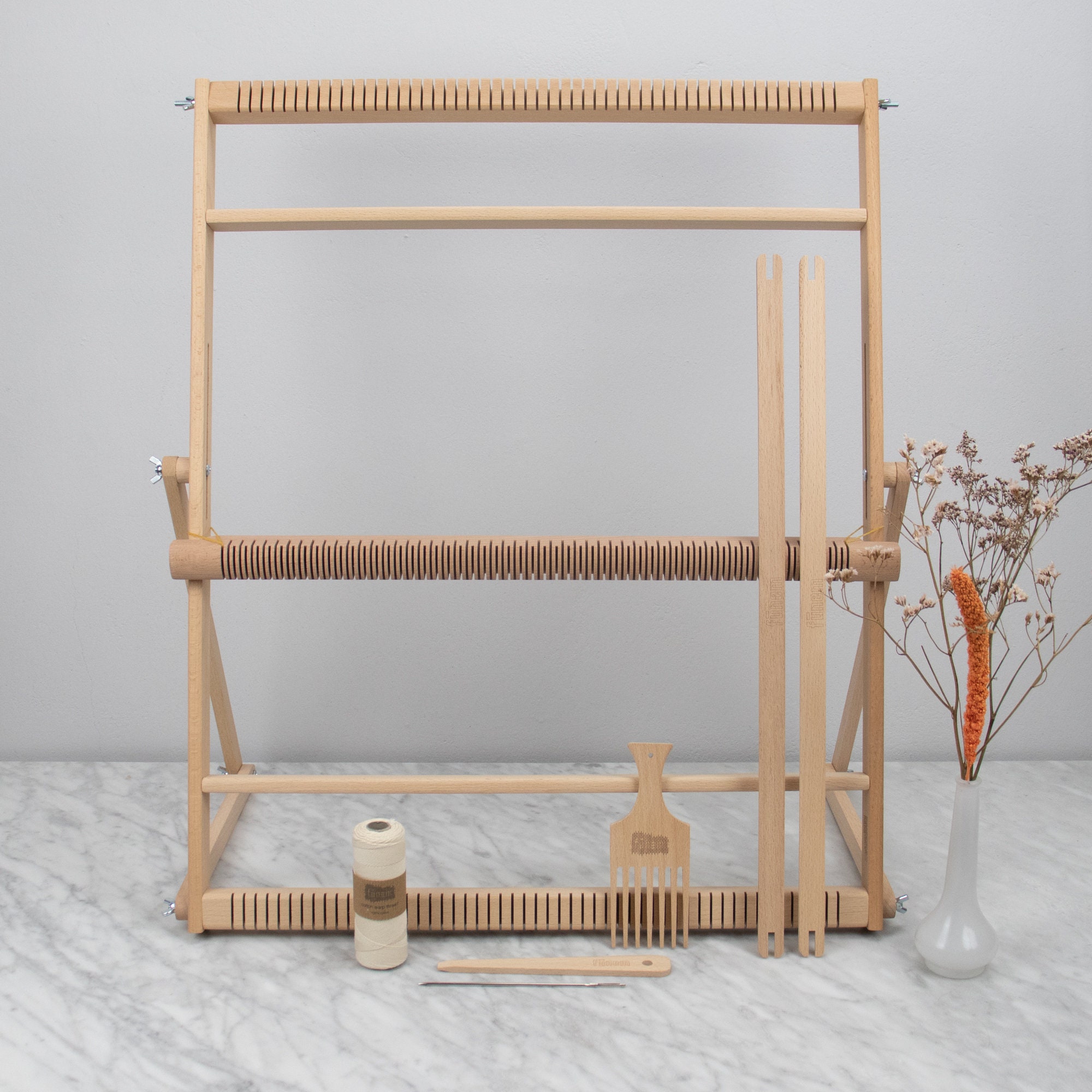 Weaving Loom, DIY Hand-Knitting Weaving Machine Creativity Weaving Frame  Loom, Multi-Craft Wooden Weaving Loom with Mixed Yarns, Adjusting Rod, Comb