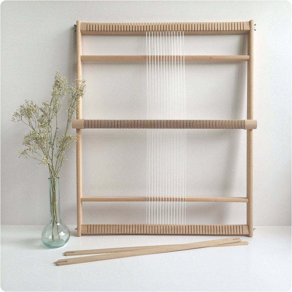 XXL Weaving Loom 19 inch / 48 cm with heddle bar, stand (optional) an…