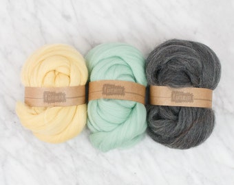 Gift Pack - 3x Organic Wool Roving - Pastel Dreams