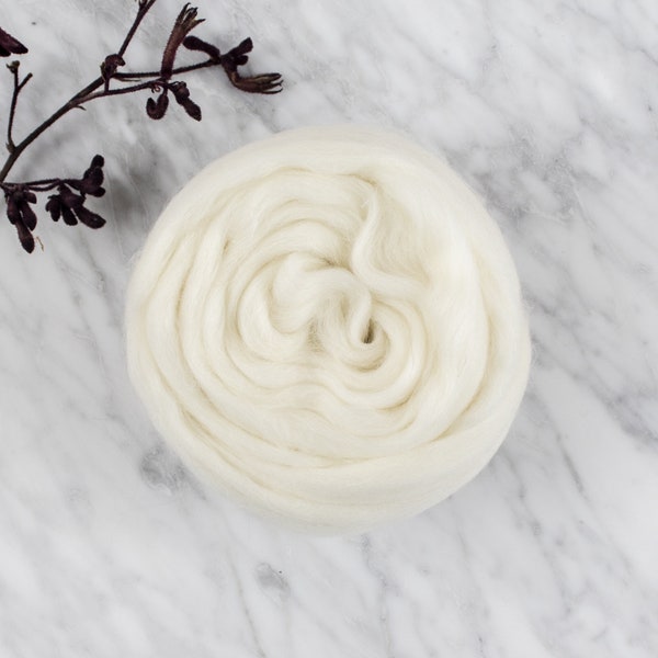 Organic Merino Wool Roving 634 Woolly White