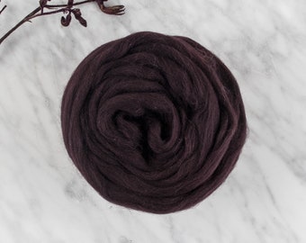Organic Chunky Merino Wool Roving for Weaving/Spinning/Felting/Arm Knitting -  610 Maroon