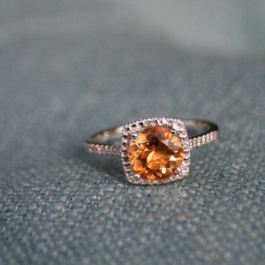 Citrine Birthstone Ring // November Birthstone Ring // Sterling Silver Birthstone Ring // Orange Gemstone Ring