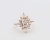 Moissanite Engagement Ring // Oval Moissanite Engagement // Diamond Halo Engagement Ring // Oval Diamond Engagement