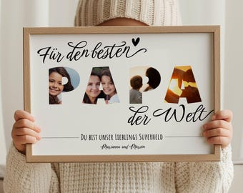 Vatertaggeschenk personalisiert mit eigenen Fotos. Papa Geschenk mit Fotos, DIY Download, drucken