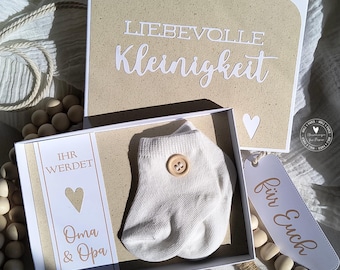 Schwangerschaft verkünden Schachtel mit Babysocken Graspapier | nachhaltig | 4018