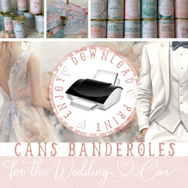 Banderoles for car cans wedding car | Printable PDF