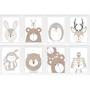 Set of 8 Nursery Print Baby Decor Animals Woodland Alle 8 | Set of 8