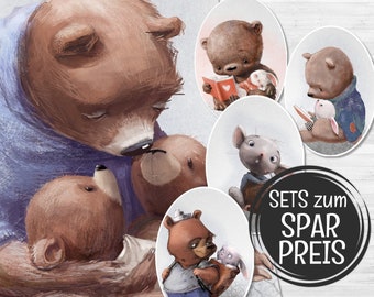 SET19 Kinder Baby Zimmer Bild er Tiere Teddy Poster Tierbild Bilder Set DIN A4 