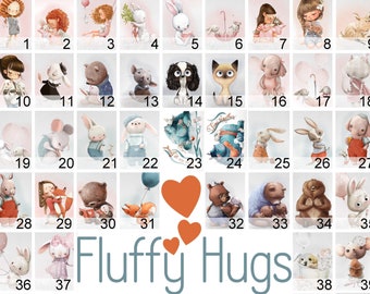 Fluffy Hugs Animal Poster Savings Sets | A3 | Children's room picture