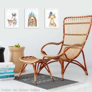 Kinderzimmer Bilder Tiere Babyzimmerbilder Bilderset Waldtiere Boho Reh Fuchs Traumfänger Digitaldruck Babyposter Kunstdruck DIN A4 SET6 Bild 5