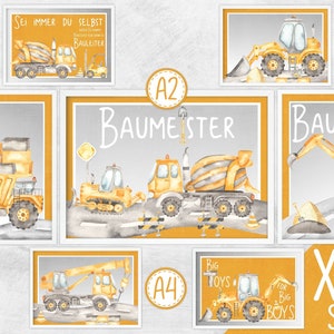 Nursery Prints Boys Room Decor Construction Vehicles Poster image 2