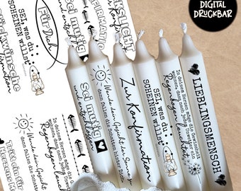 Candle tattoos for Communion & Confirmation in color and black and white - printable PDF file