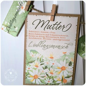 Danke Mama Geschenk Karten & Etiketten | Bilder Girlande | Personalisiert | Zeit statt Zeug | H4P 4022