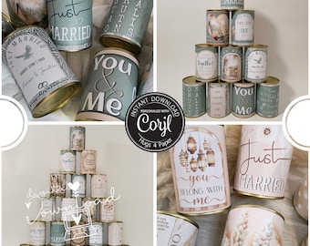 Just married car decorations wedding cans editable & printable banderoles