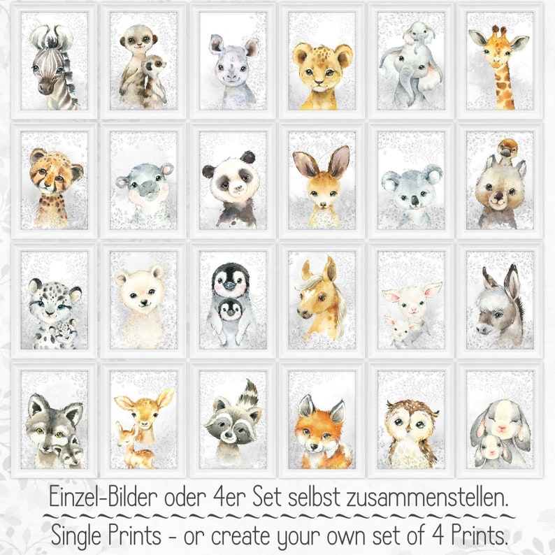 Kinderzimmer Bilder Tiere Kinderbilder Poster A4 - Etsy