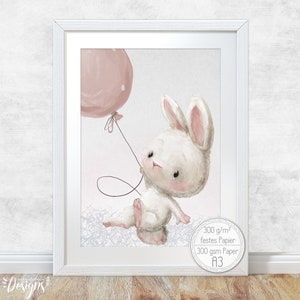 Póster conejito para niños [A3] Fluffy Hugs - decoración habitación bebé