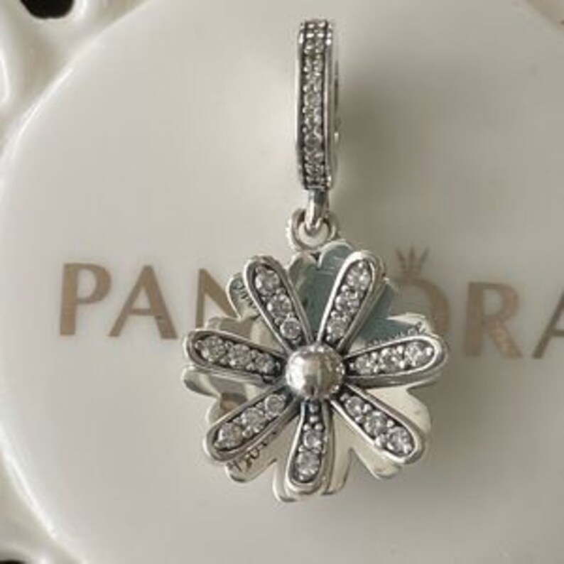 Pandora Sparkling Daisy Flower Dangle Charm Etsy
