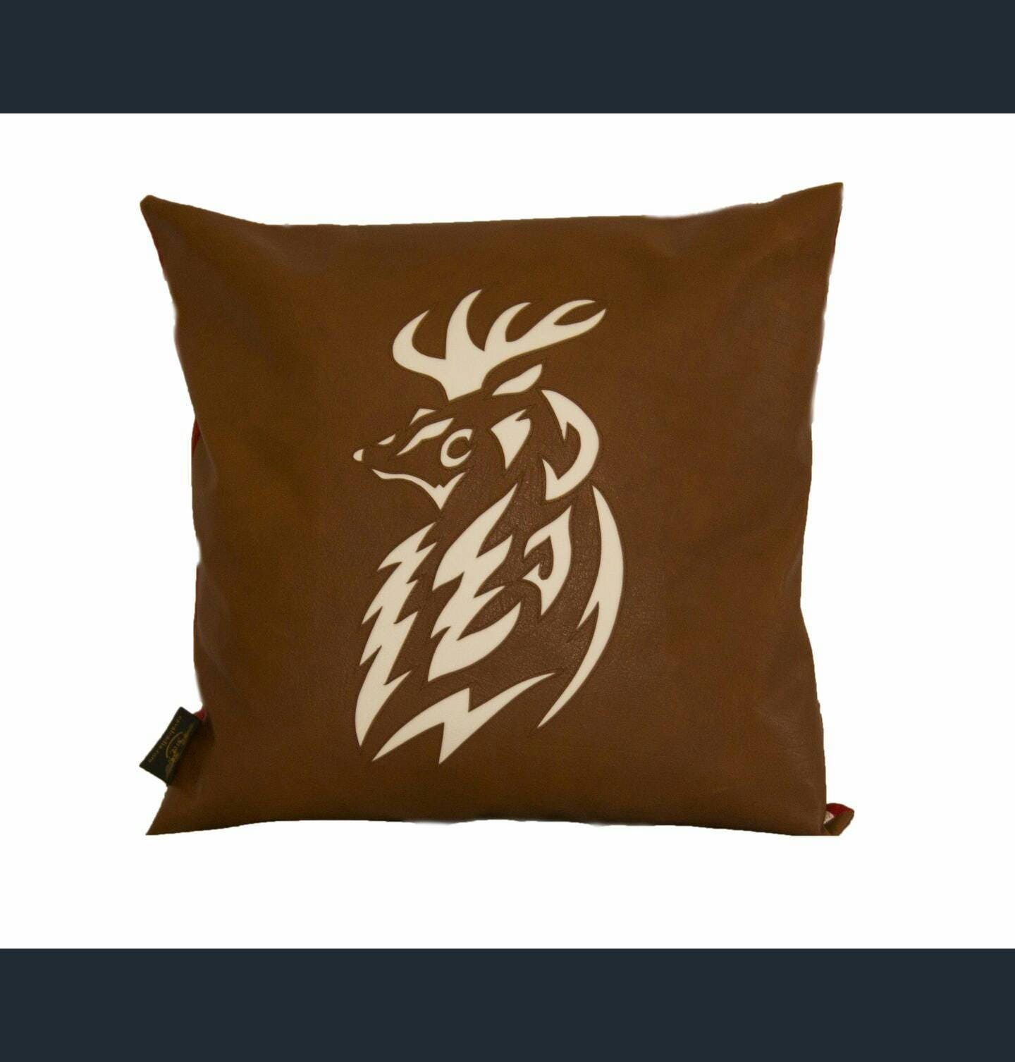 Coussins Luxueux en Cuir Kangourou avec Motif Stag, Doux Haut de Gamme Tissu Conception Cerf Dos