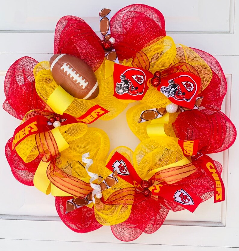 Handmade Wreath battery powered LED Chiefs Fan Kansas City Chiefs Wreath with lights
