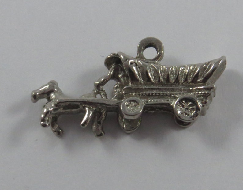 Covered Wagon with Driver Sterling Silver Charm or Pendant.