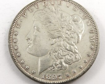 U.S. 1897 Morgan Silver Dollar Coin.