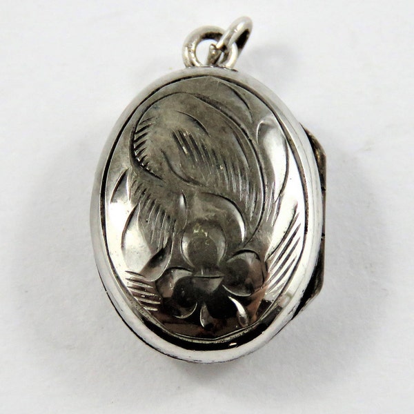 Mechanical Oval Ladye Fayre Double Picture Locket Sterling Silver Charm of Pendant.