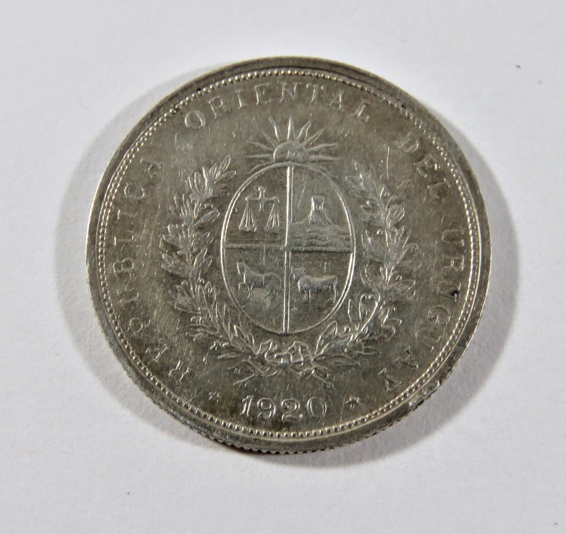 Uruguay 1920 So Silver 20 Centesimos Coin.