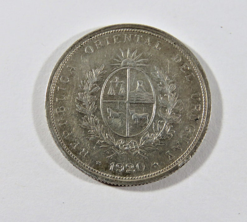 Uruguay 1920 So Silver 20 Centesimos Coin.