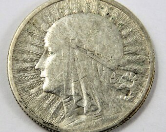 Poland 1934 Silver 2 Zlote Coin.Low Mintage-250000 Coins.