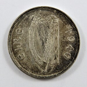 Ireland 1940 Silver Florin Coin. Toned